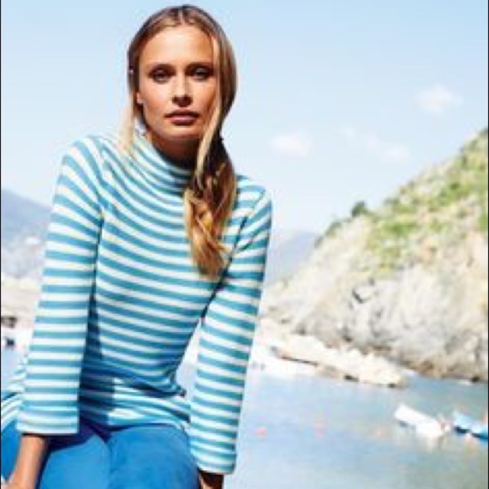 Boden Blue and White Striped Sweater